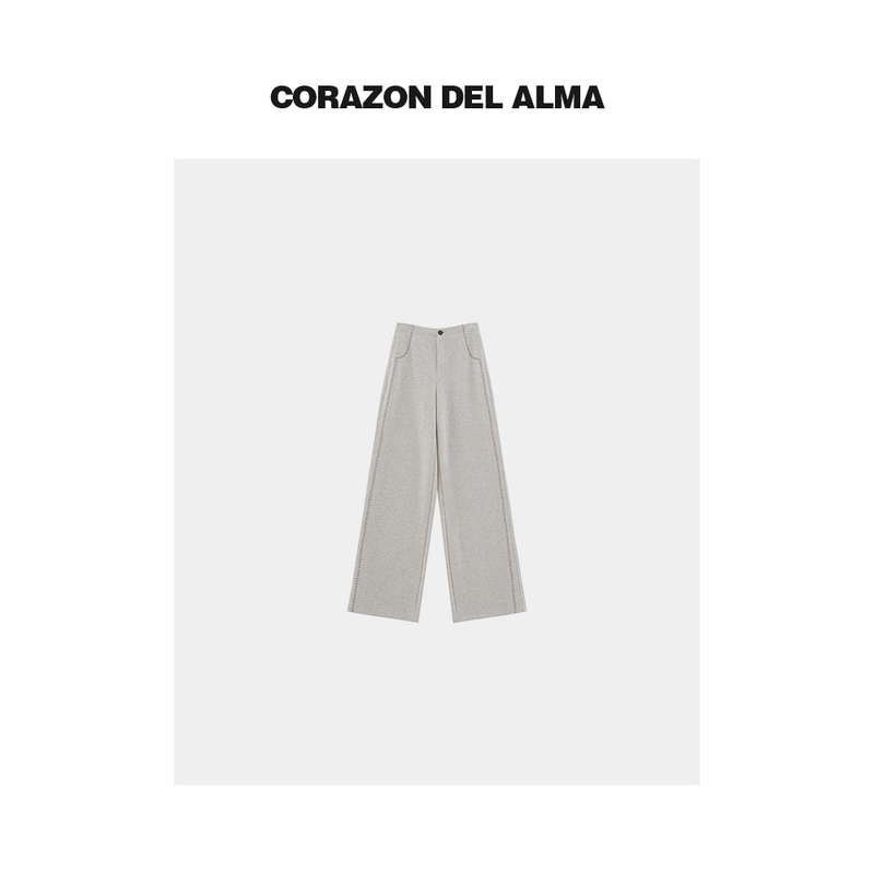 【Sulu】26 Early Autumn Custom-Woven Vertical Texture Hand-Embroidered High-Waisted Casual Wide-Leg Pants-0166 【Sulu】26 Early Autumn Custom-Woven Vertical Texture Hand-Embroidered High-Waisted Casual Wide-Leg Pants-0166
