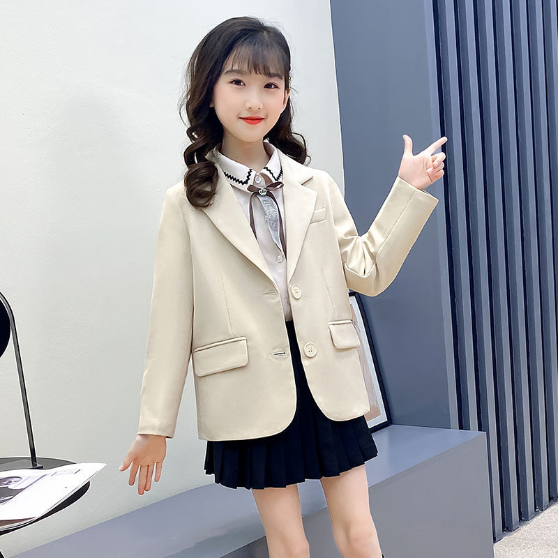 Girls' small suit jacket spring and autumn new middle-aged children's British style suit net red foreign style children's dress casual