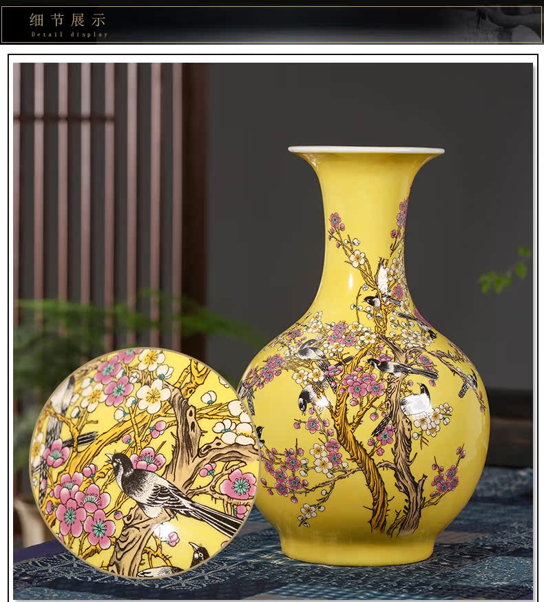 Jingdezhen modern archaize ceramic powder enamel lotus flower bottle handicraft decorative household items furnishing articles