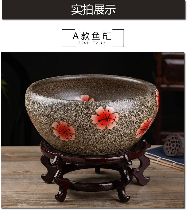 Jingdezhen ceramics aquarium hand - made sitting room desktop furnishing articles turtle tank goldfish bowl lotus lotus basin