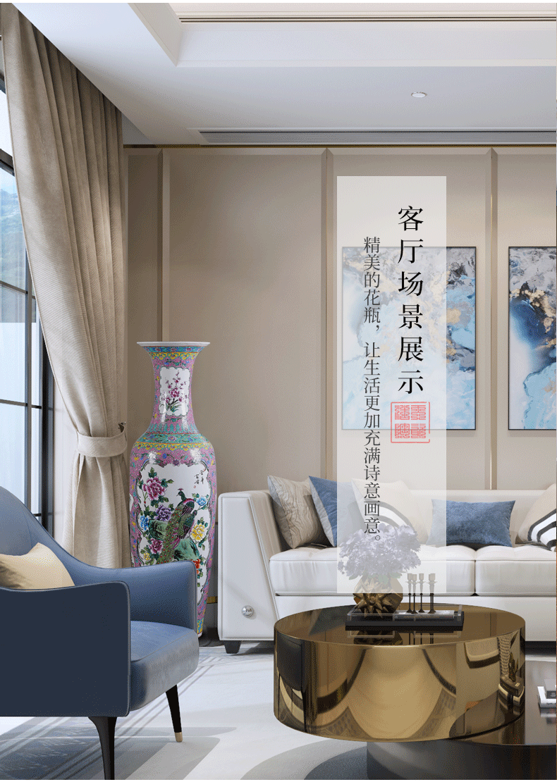 Jingdezhen ceramics to heavy ground vase archaize pastel hand - made sitting room hotel opening gifts flower arranging furnishing articles