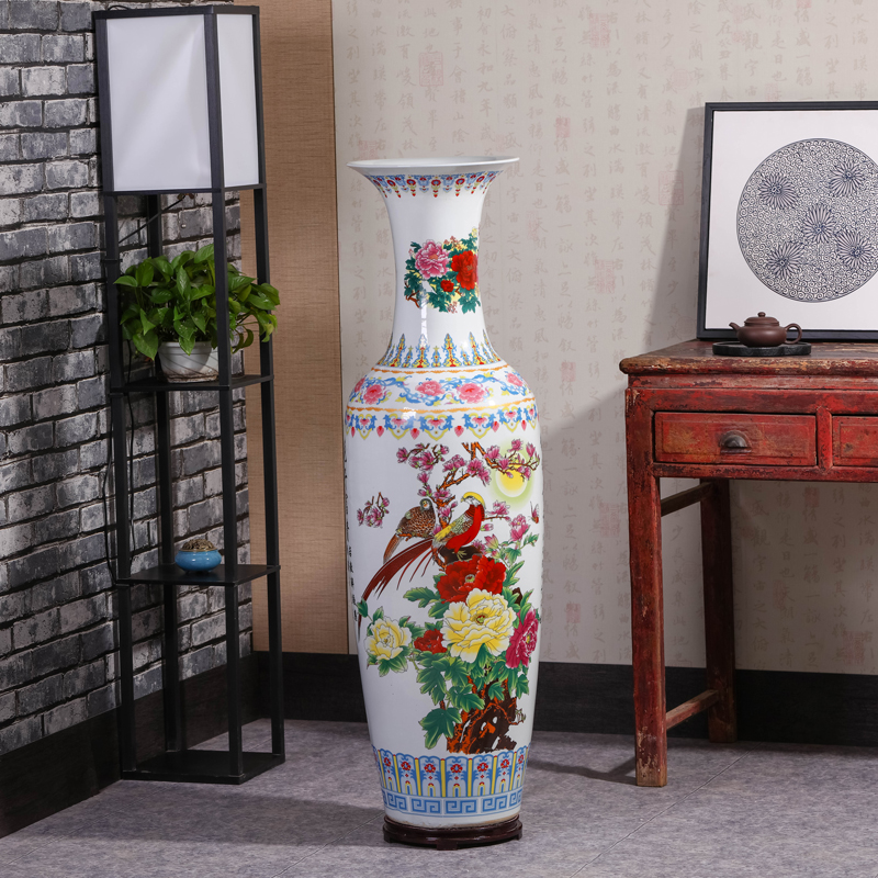 Jingdezhen ceramics blooming flowers hotel lobby hall for the opening of large vase decoration as furnishing articles