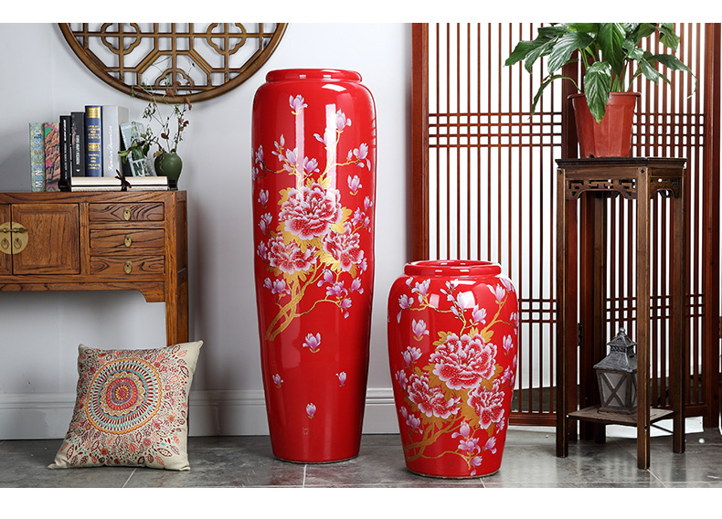 Jingdezhen ceramics 3 sets of large red vase I household housewarming gift sitting room adornment is placed