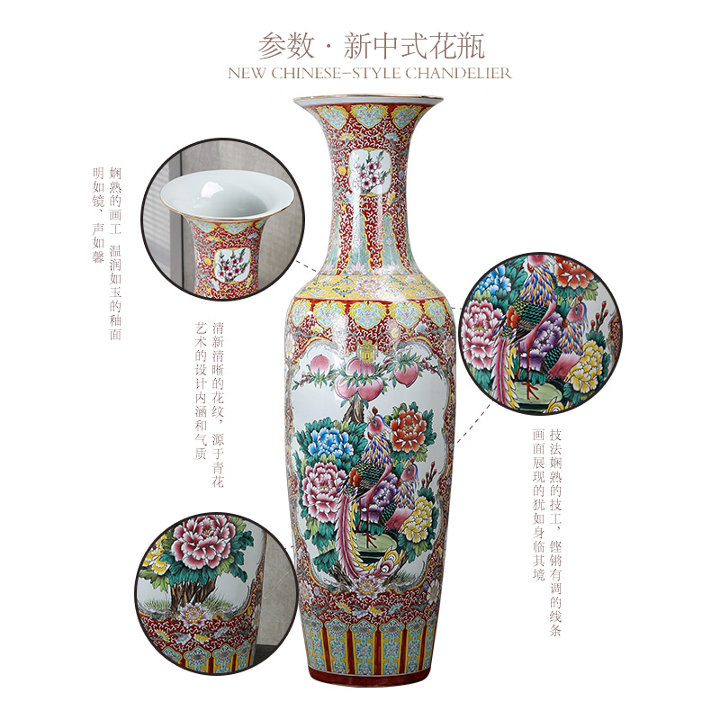 Jingdezhen ceramics vase of large hotel opening housewarming gifts of new Chinese flower arrangement sitting room adornment is placed