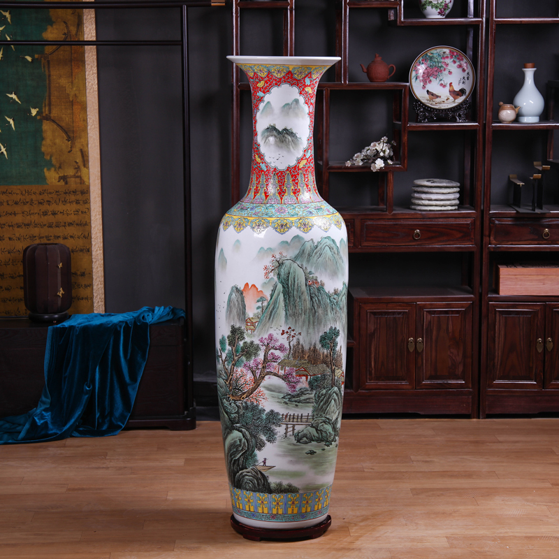 Jingdezhen ceramics to heavy ground vase archaize pastel hand - made sitting room hotel opening gifts flower arranging furnishing articles