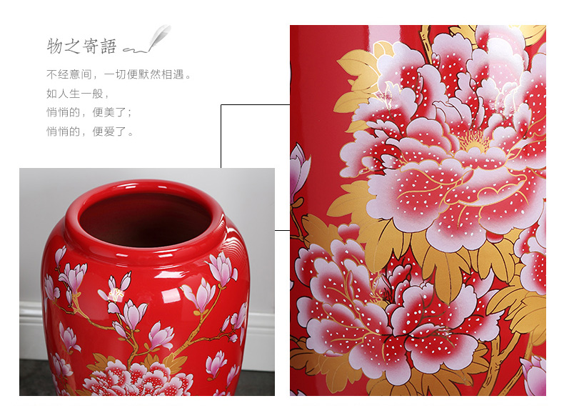 Jingdezhen ceramics 3 sets of large red vase I household housewarming gift sitting room adornment is placed