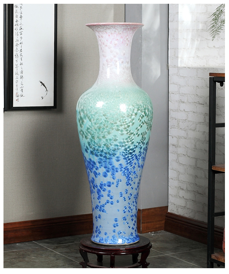 Jingdezhen ceramics vase of large crystalline glaze sitting room place of blue and white porcelain hotel lobby decoration decoration