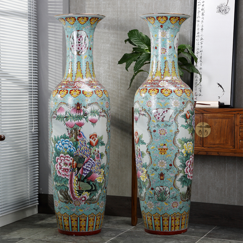 Jingdezhen ceramics vase of large hotel opening housewarming gifts of new Chinese flower arrangement sitting room adornment is placed