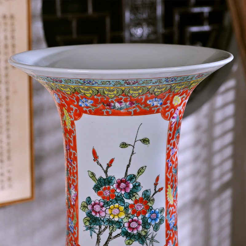 Jingdezhen hand - made archaize pastel of large vase study of new Chinese style sitting room adornment hotel office furnishing articles