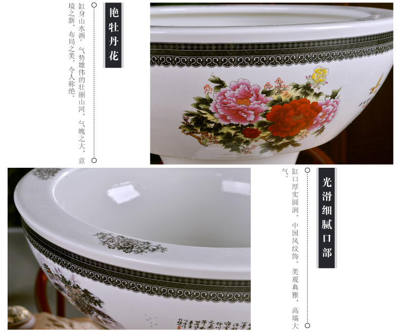 Jingdezhen ceramics ground vertical column type goldfish bowl large water lily always LianHe flowerpot carp cylinder furnishing articles in the living room