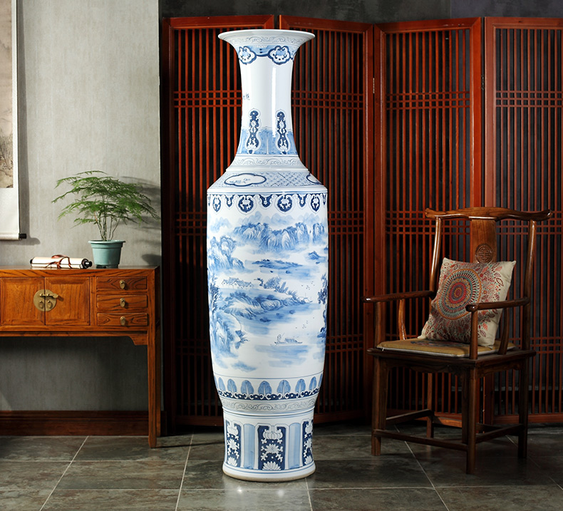 Jingdezhen ceramics hand - made porcelain vase bag in the mail to the ground 1.8 meters big hotel lobby sitting room adornment is placed