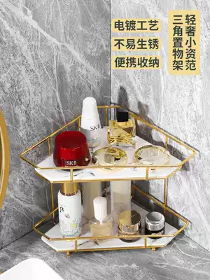 Powder room wash table triangle rack toilet bathroom sink table top corner cosmetics storage layer rack tray