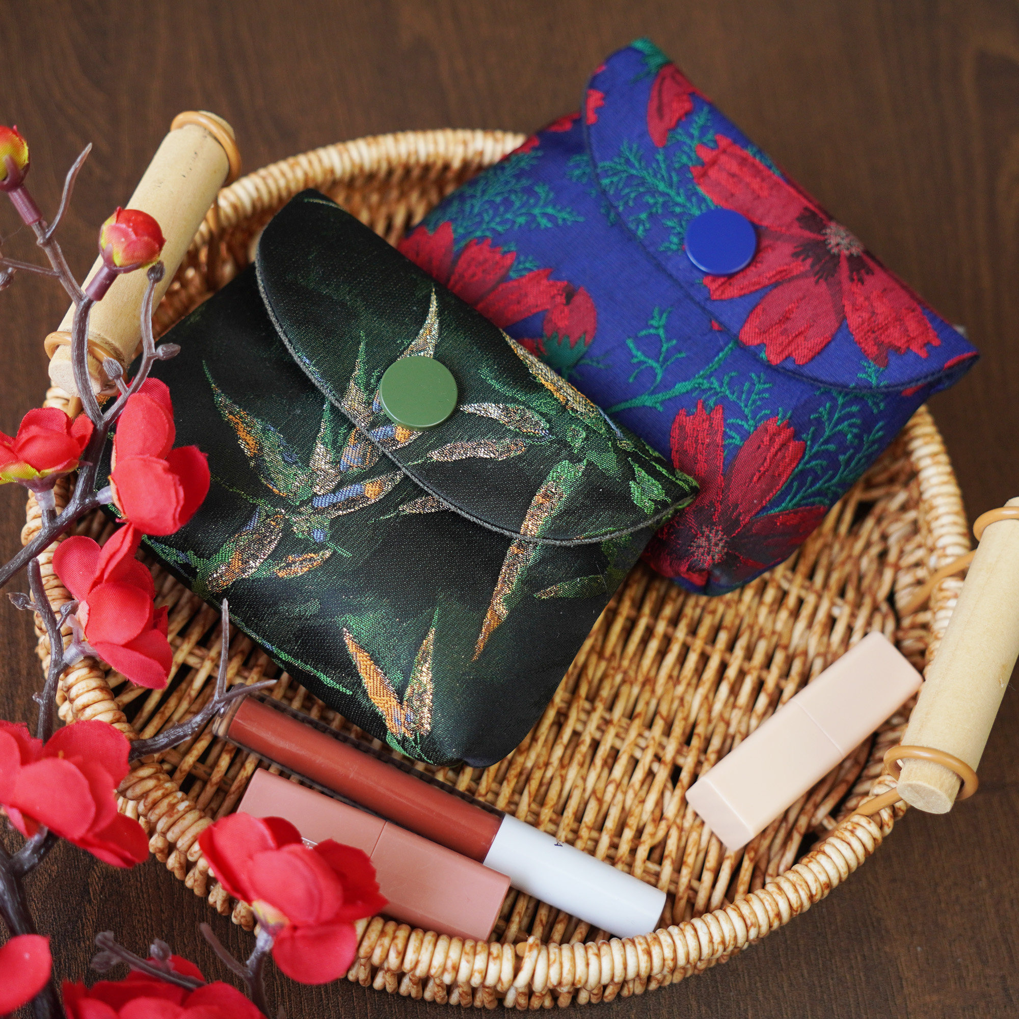 New High-Quality Jacquard Cosmetic Bag, Multi-Functional Storage Bag, Student Coin Purse, Lipstick Bag, Coin Purse, Card Holder