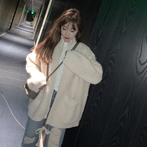 2021 autumn and winter New lazy cardigan sweater womens long loose Korean students Korean knitted coat thickened