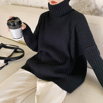 2021 autumn and winter loose sweater coat female Korean version of lazy wind large size turtleneck pullover sweater top wear