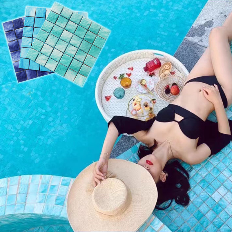 B&B Hotel Swimming Pool Mosaic Villa Swimming Pool Water Ripple Mosaic Tile Sky Blue Green Mosaic