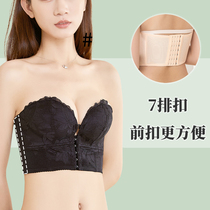 Front buckle No shoulder strap lingerie female polyp anti slip small chest wrap Breast Wedding special Breasted Invisible Bra Stickup Thin