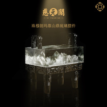 Ciyuan Pavilion Qomolangma relies on mountain tripod glass ornaments to make up for the missing corner Bureau custom home feng shui ornaments