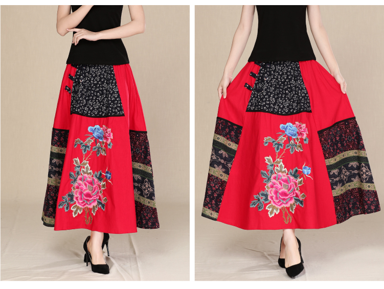 2018 xuân mới quốc gia phong cách Trung Quốc retro thêu hoa cotton và vải lanh khâu váy lớn hoang dã áo sơ mi form rộng nữ