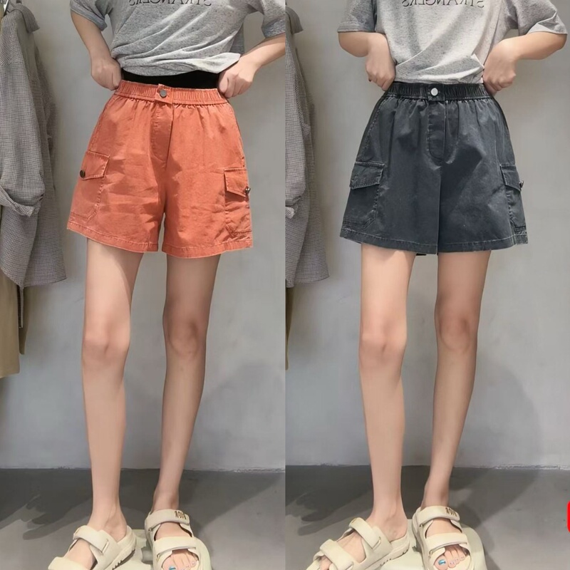 【Southeast Mama】Korean Special Edition Bright-Colored Large-Pocket Shorts, Loose Fit, Flattering Workwear Style, Casual Shorts A06