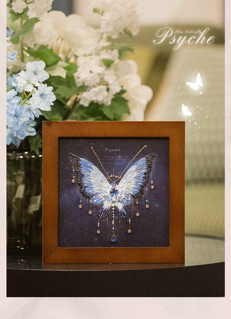 3 Dビーズ刺繍絵画手作りDIYセット蝶ビーズ刺繍額縁絵画ホームセット