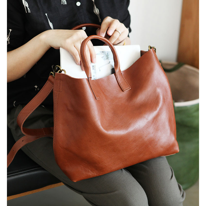 Cuckoo Forest Original Cowhide Bag Genuine Leather Women's Bag One Shoulder Messenger Handbag Literary Large Bag Tote Bag B158