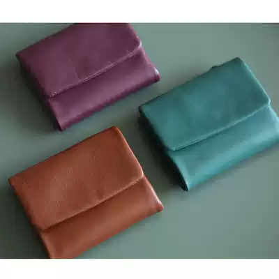 Bugu Forest women's true 2-fold short small wallet sheepskin multi-card soft ticket holder coin change bag c224