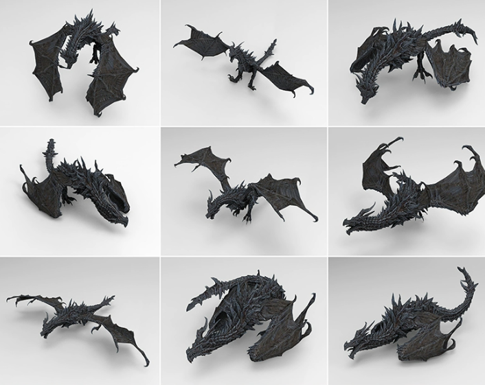 C4D西方飞龙FBX带骨骼爬行STL飞行动画OBJ设计素材Blender模型-cg男孩