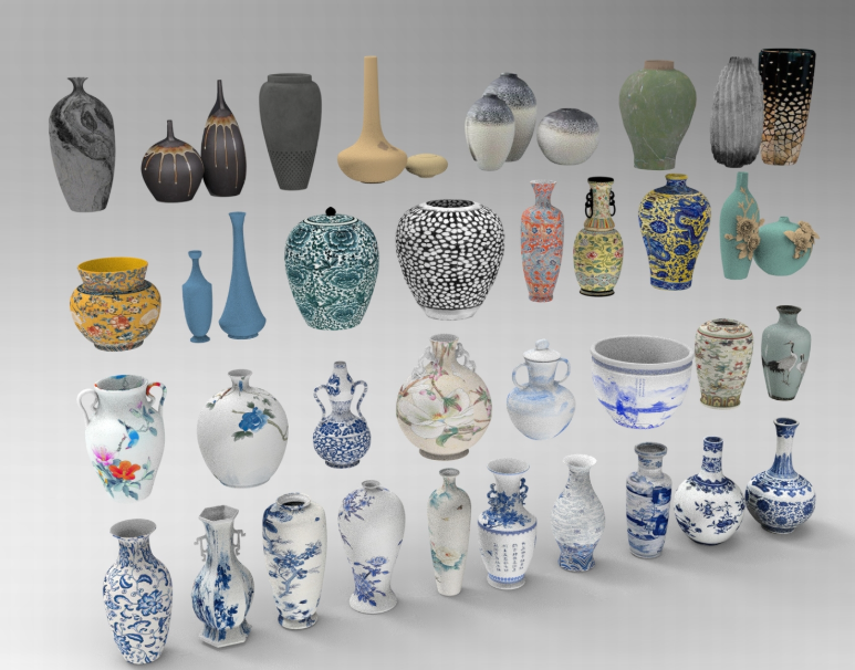 C4D陶瓷花瓶FBX瓷器STL瓷瓶OBJ传统艺术Blender三维模型素材文件-cg男孩