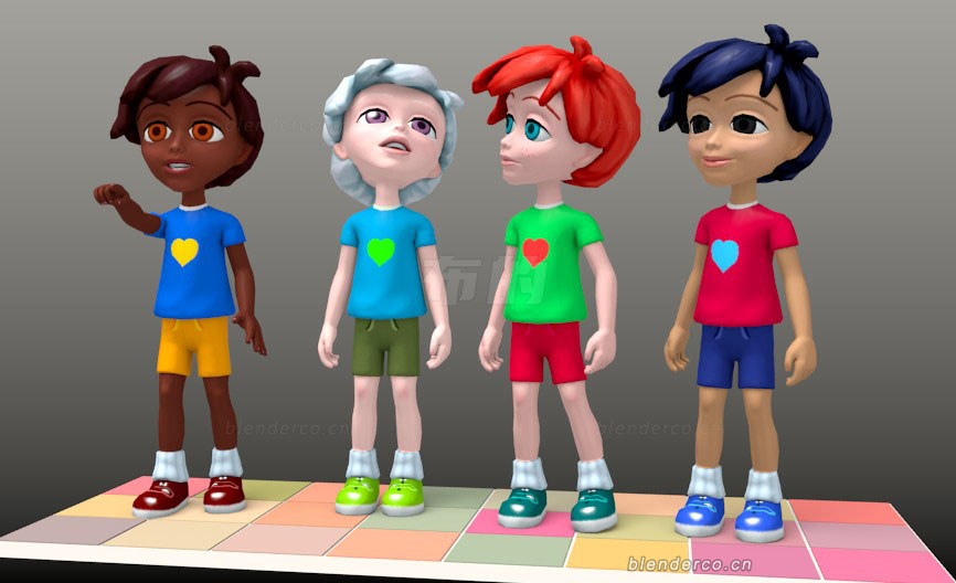 Blender卡通小孩小男孩角色人物模型