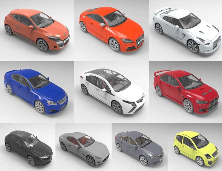 C4D汽车FBX轿车OBJ交通工具Blender游戏场景道具素材模型设计文件