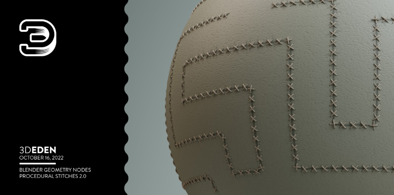 Blender缝线插件预设 Geometry Nodes Procedural Stitches blender3.3