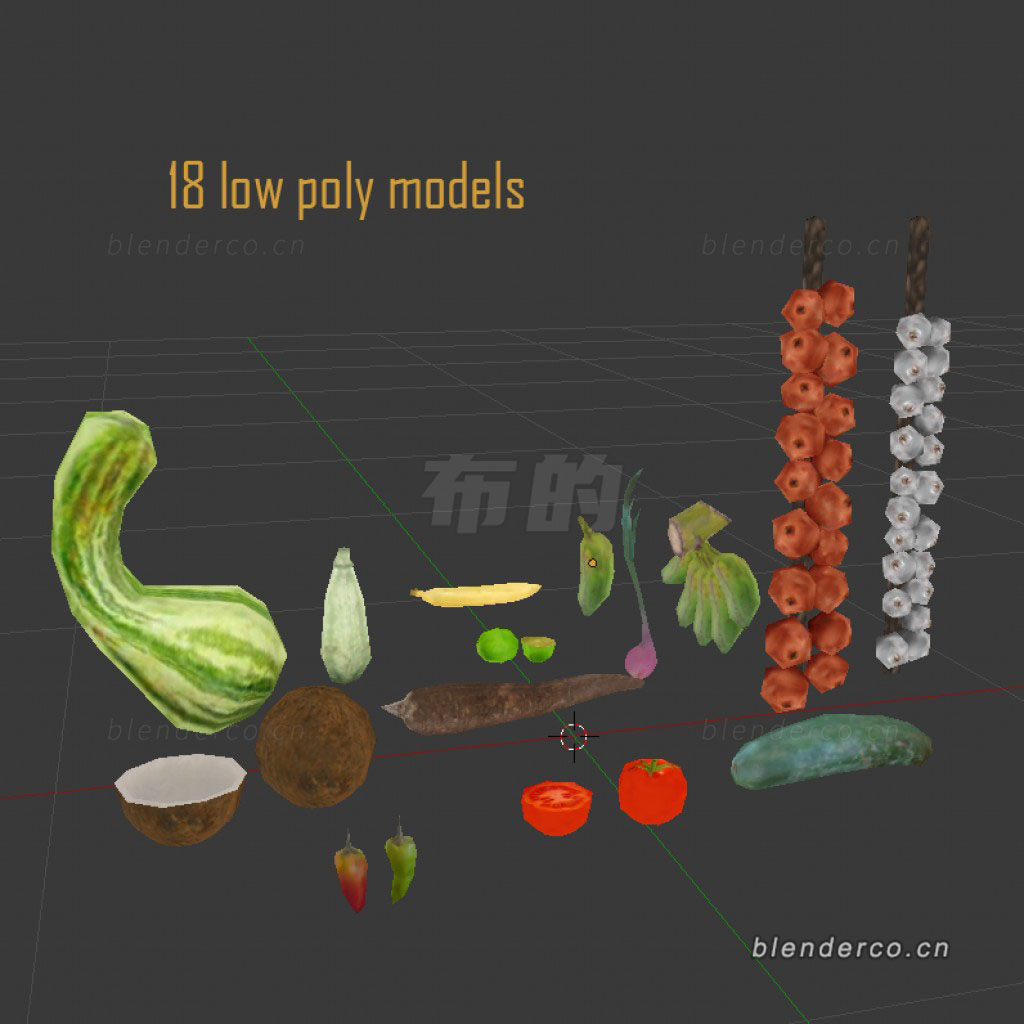 Blender水果农庄蔬菜番茄辣椒模型