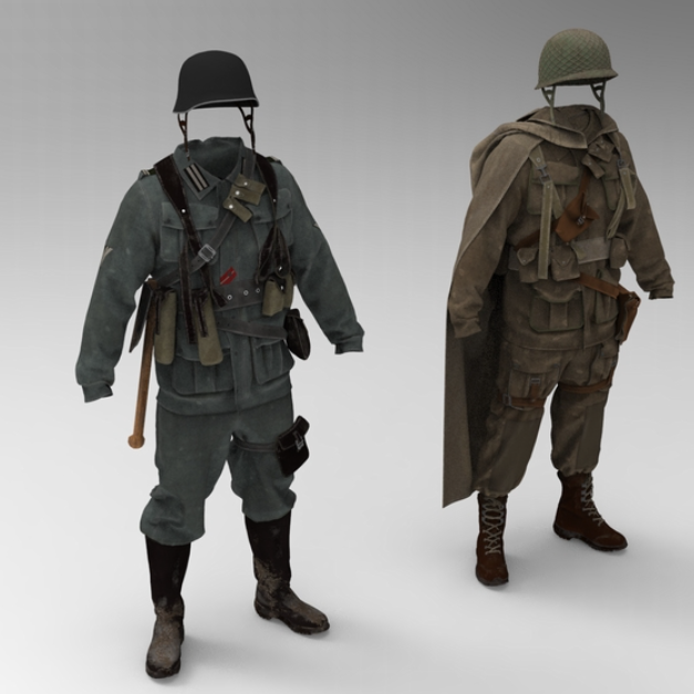 C4D军事服装FBX钢盔STL斗篷OBJ野战服Blender游戏3D建模Maya素材-cg男孩