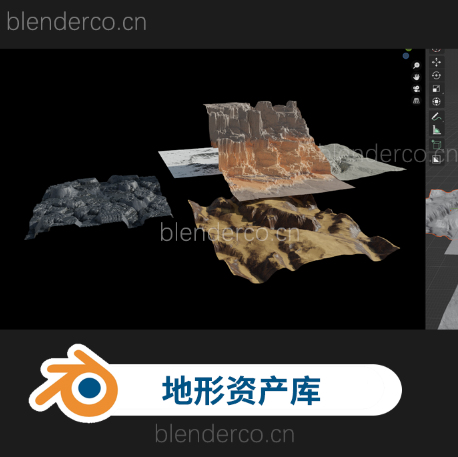 blender地形资产库 山地山区岩层石头山