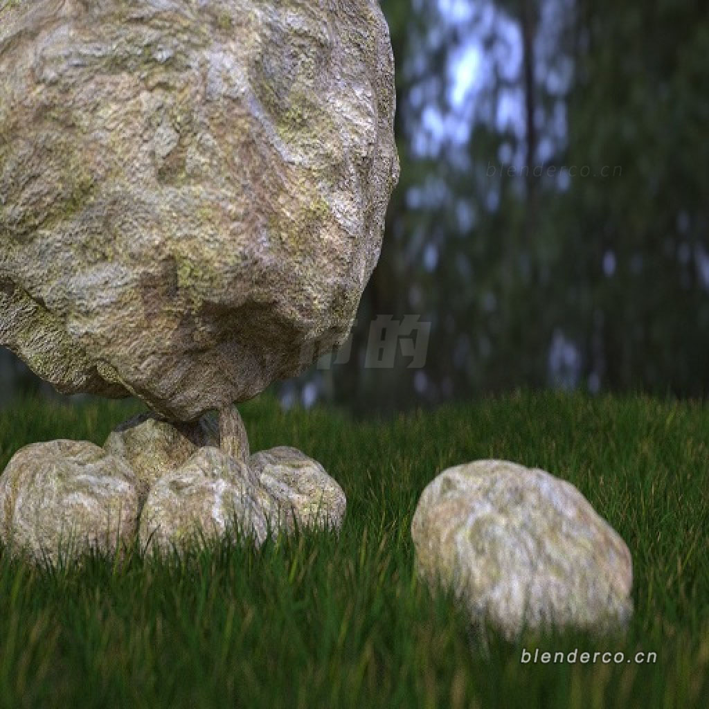 Blender岩石草地模型