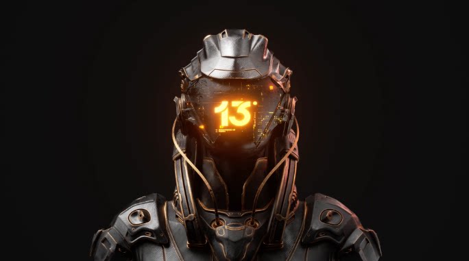 C4D赛博朋克科幻机械机器人头盔场景工程c4d模型OC渲染三维源文件