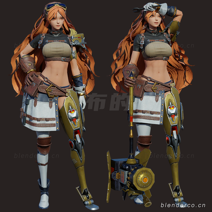 blender游戏角色模型美女战士