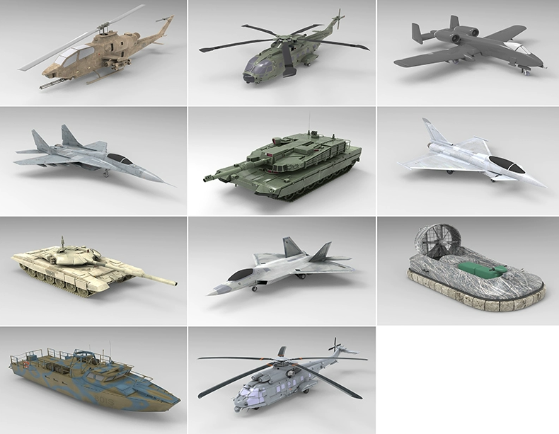 C4D战斗机FBX直升机STL坦克OBJ气垫船Blender飞机游戏场景3D模型-cg男孩