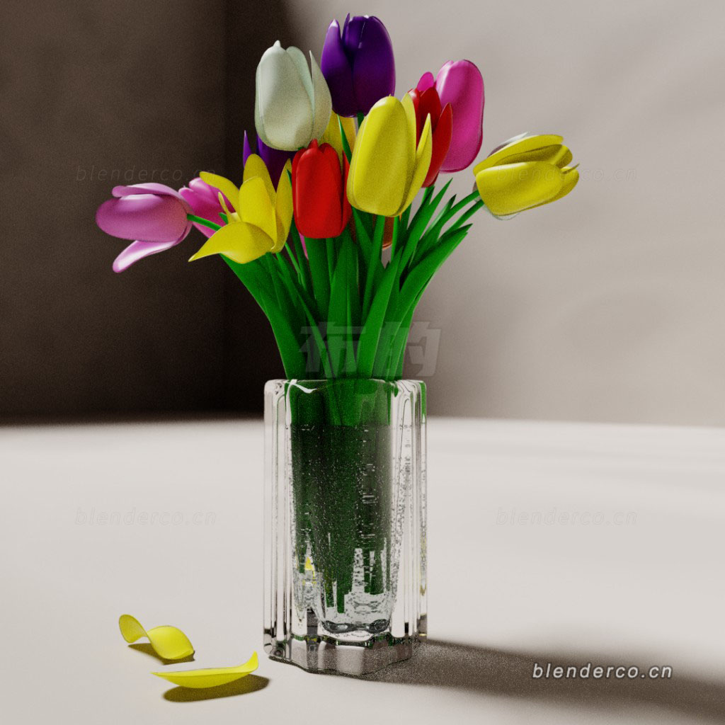 blender郁金香鲜花模型blender布的