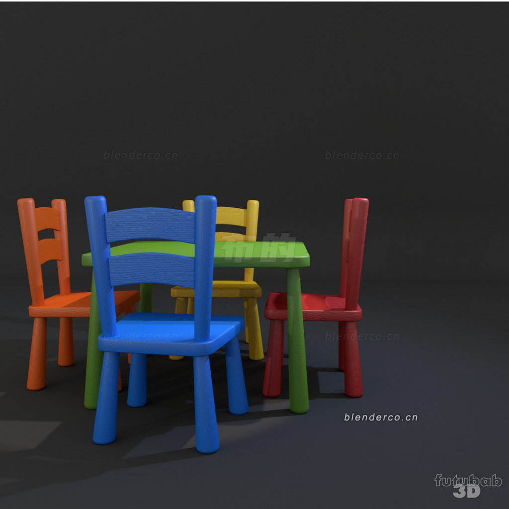 Blender椅子儿童凳模型
