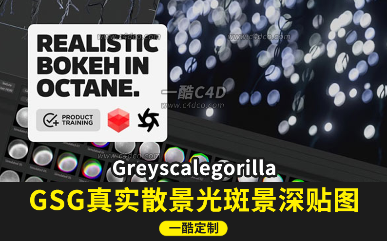 GSG真实散景光斑景深贴图Greyscalegorilla BOKEH MAPS  Octane/Redshift渲染器灰猩猩