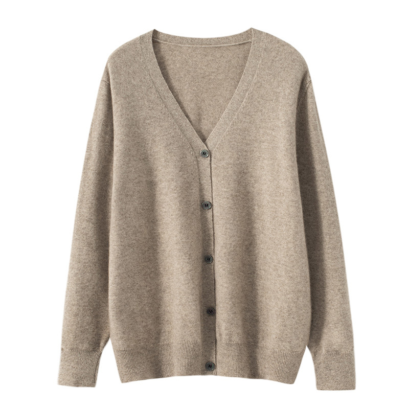 Autumn and Winter New Solid Color Thickened 100% Pure Wool V-Neck Sweater Men's Cashmere Knitted Cardigan Business Casual Jacket