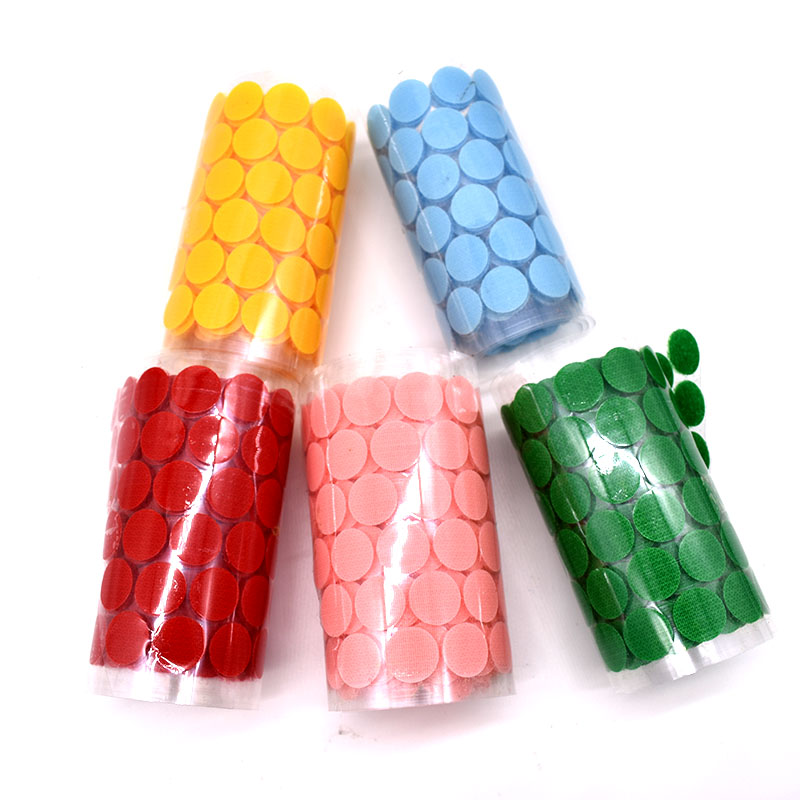 Round adhesive Velcro Paste Buckle Velcro Red Yellow Blue Green Pink Self-Adhesive Tape Small Dot Tear Pull Pull Sticker