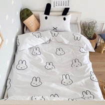 Cartoon cotton childrens bed three-piece cotton girl bed sheet quilt cover supplies dormitory boy four-piece cute