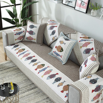 Korean version of cotton sofa cushion four seasons universal fabric non-slip simple cushion combination sofa towel cover backrest towel full cover