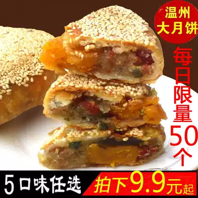 Wenzhou specialty Cangnan handmade pier big moon cake Sesame fresh meat egg yolk five Ren multi-flavor gift box gift cake