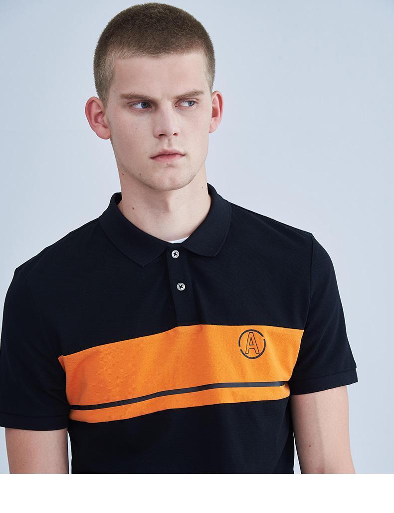 Xu hướng VMEN Weiman nhấn nhá màu khâu hạt cotton áo ngắn tay nam 2018 hè quần áo nam 820207911 áo thun có cổ