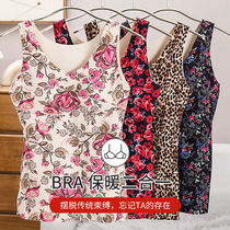 Warm Underwear woman with chest cushion Develte without mark Self-heating Mama Autumn Winter Plus Suede Thickened with undershirt