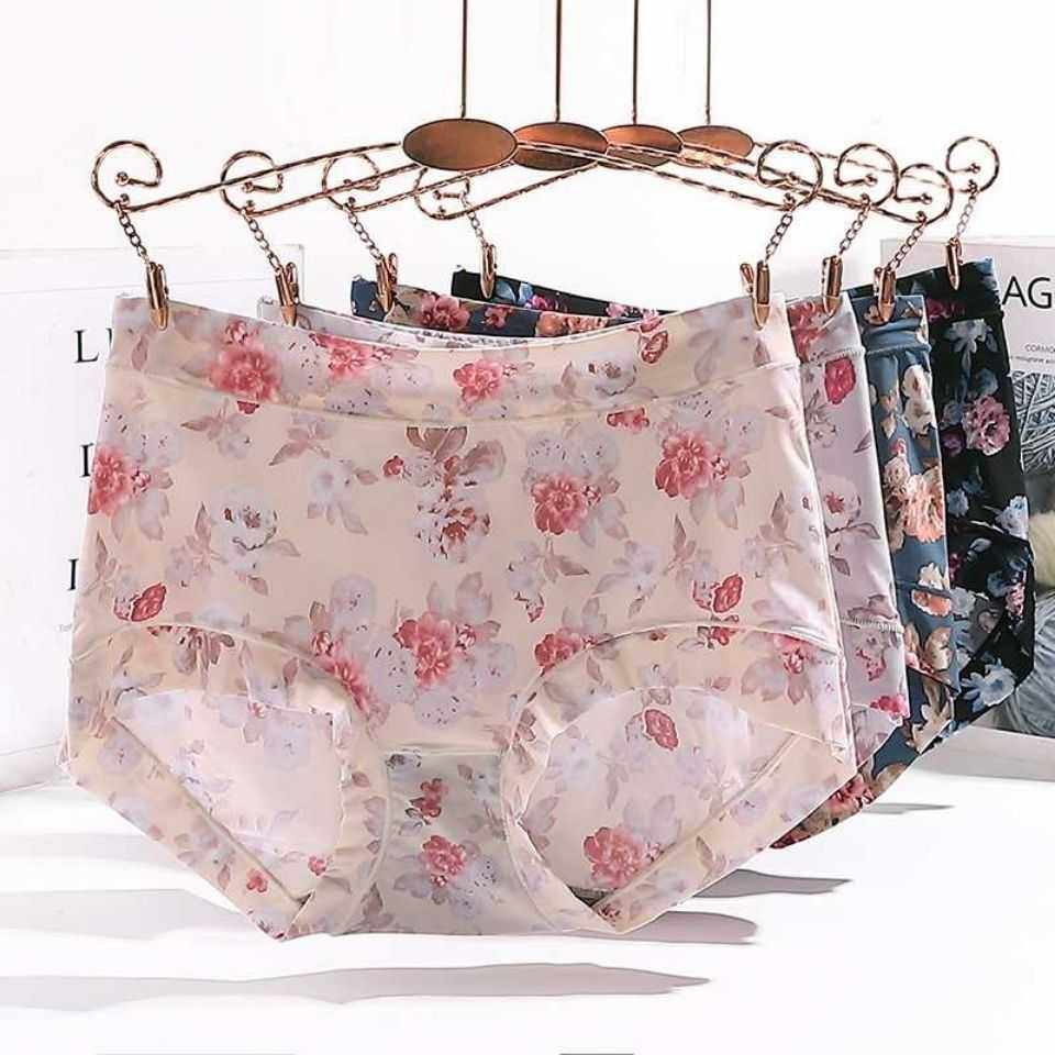 Ice Silk Underwear Women's Graphene Antibacterial No Trace Sexy Ladies Package Buttocks Unrolled Thin Section Breathable High Waist Briefs